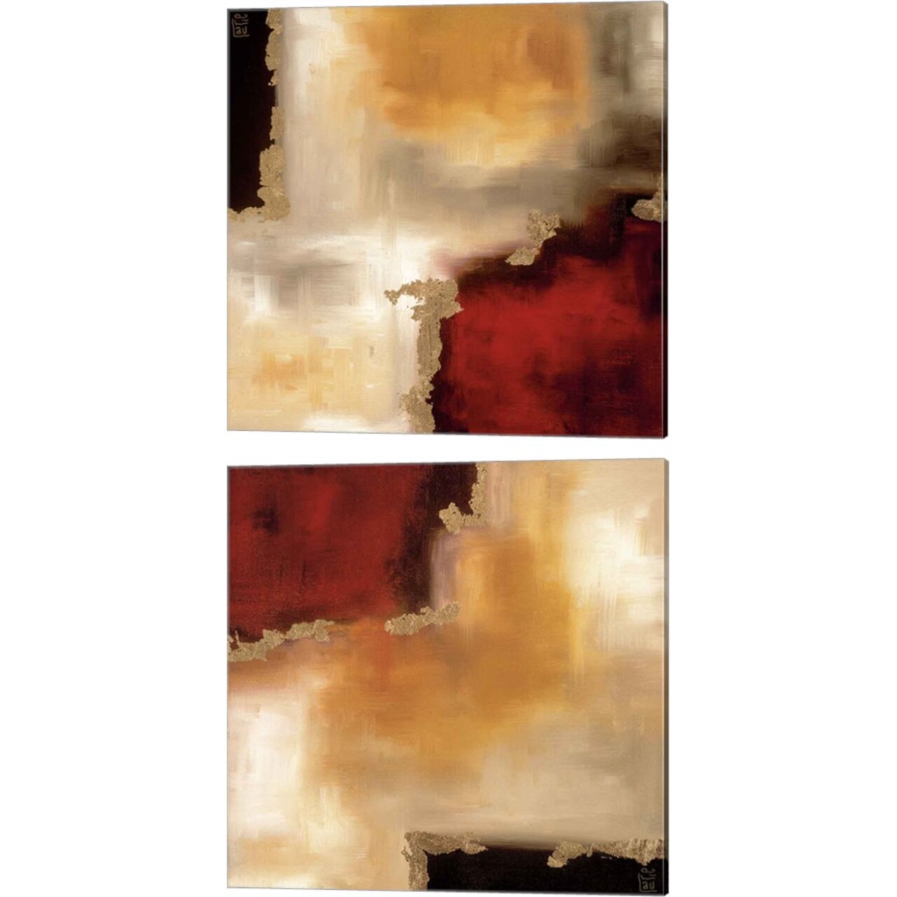 Crimson Accent by Laurie Maitland 14" x 14" Canvas Wall Art (Set of 2)